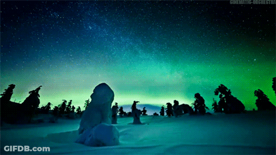 Northern Lights On A Fine Snow GIF