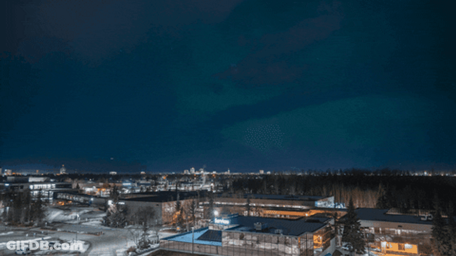 Northern Lights On The City Sky GIF