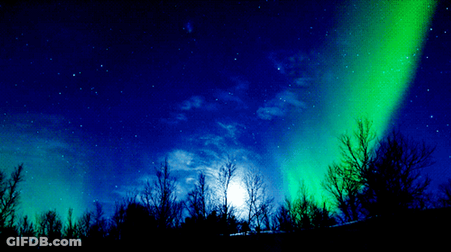 Northern Lights Sky In Timelaps GIF