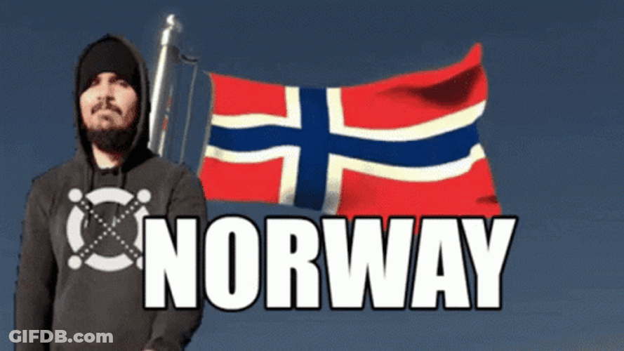 Norway Flag Pole Thumbs Up GIF