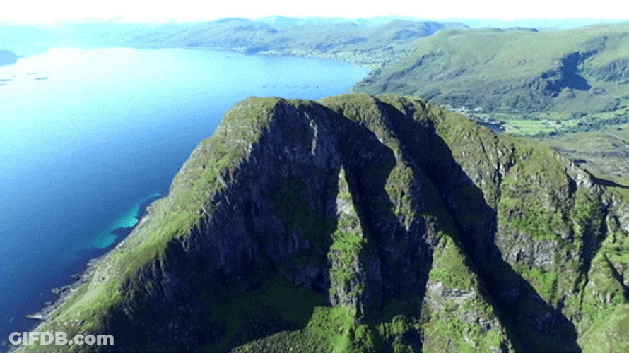Norway Mountains Aerial View GIF