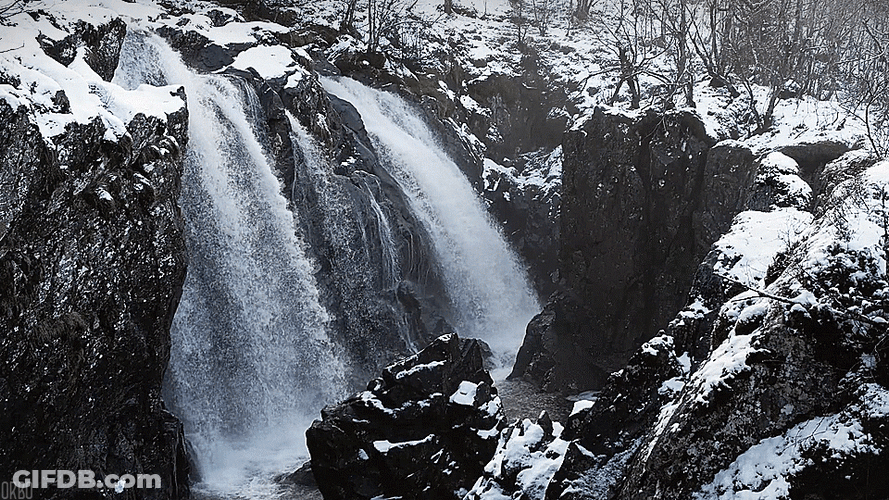 Norway Snowy Waterfall GIF