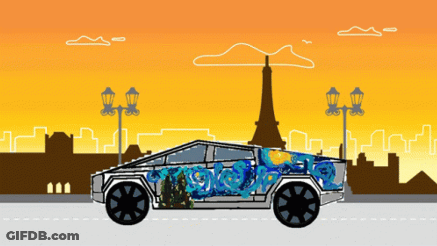 Notre Dame Tesla Cybertruck GIF
