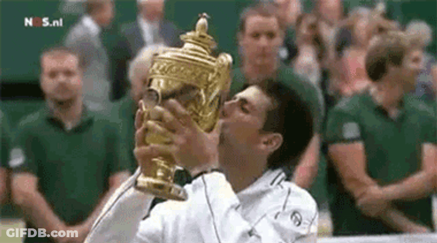 Novak Djokovic Kissing A Trophy GIF