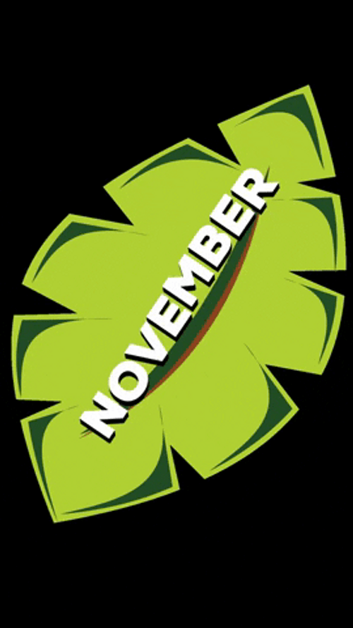 November Animated Text Plant Leaf GIF