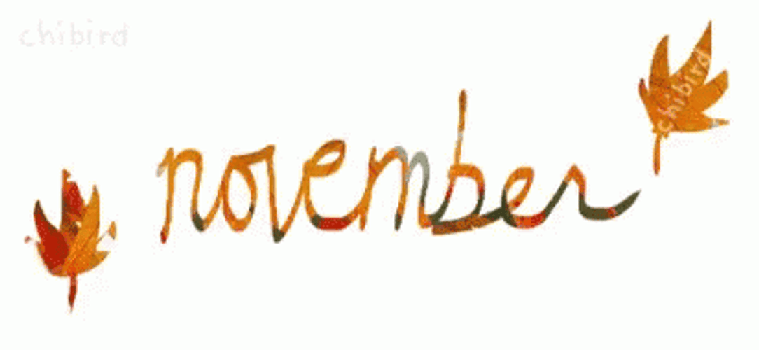 November Autumn Leaves Cursive Animated Greeting GIF