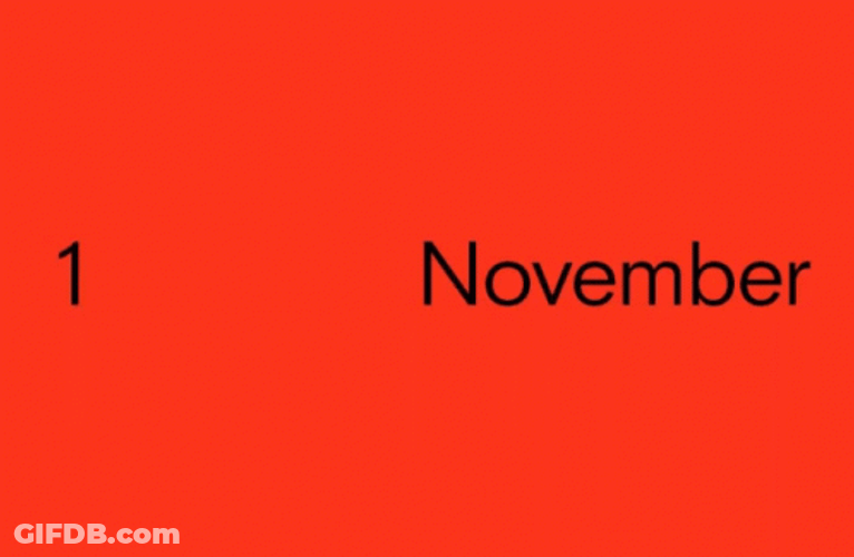 November Dates Calendar Changing Numbers Animation GIF
