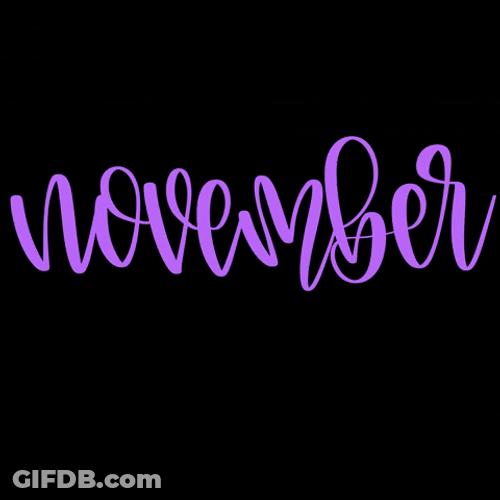 November Purple Calligraphy Animated Text Illustration GIF