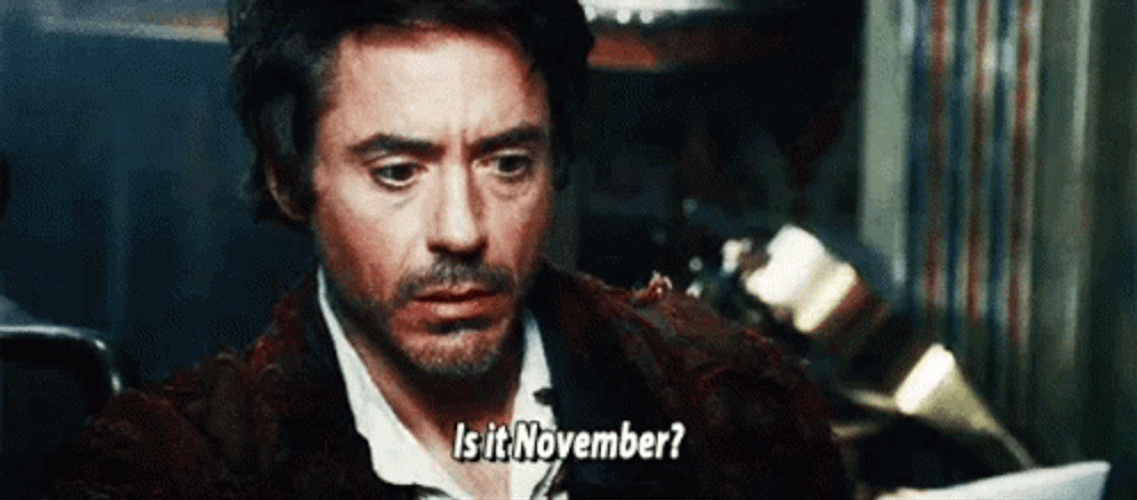 November Sherlock Holmes Robert Downey Jr. Shocked GIF