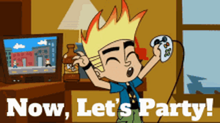 Now Let's Party Johnny Test Holding Drink GIF