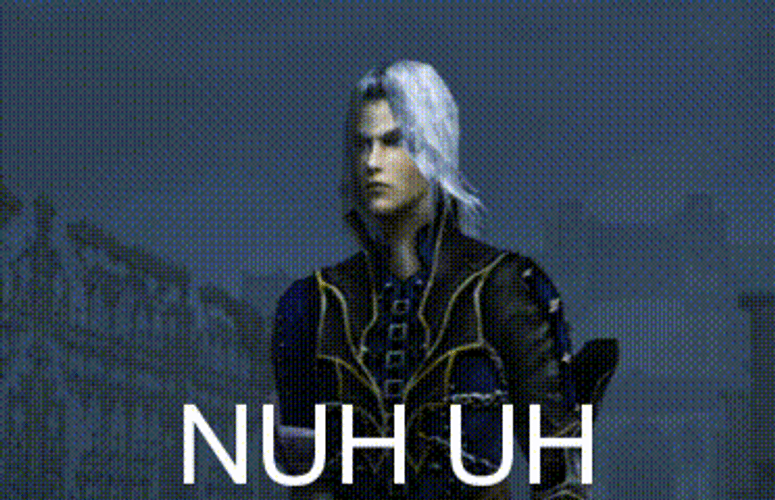 Nuh Uh Final Fantasy White Hair Man GIF