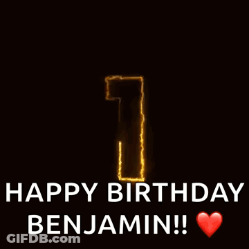 Number 1 Lit Up Saying Happy Birthday Benjamin GIF
