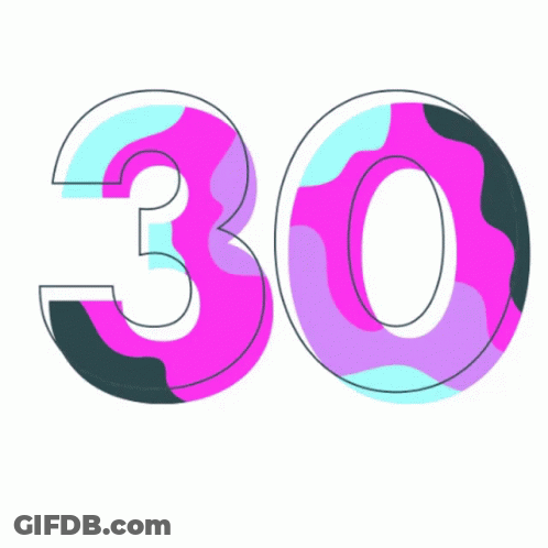 Number 30 In Colorful Font GIF