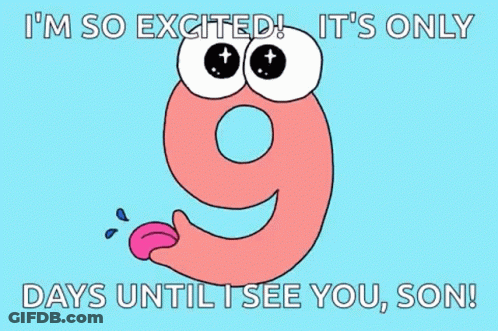 Number 9 With Tongue Out Saying I'm So Excited GIF