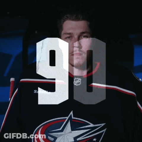 Number 90 Above Hockey Player Face GIF