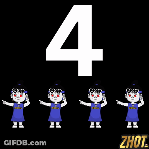Number Four Displayed With Robots GIF
