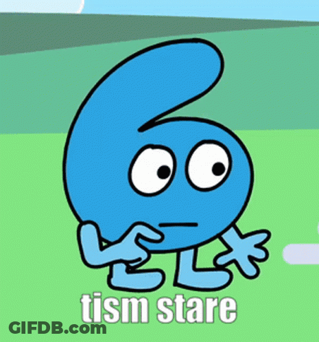 Number Six With Arms And Legs Tism Stare GIF
