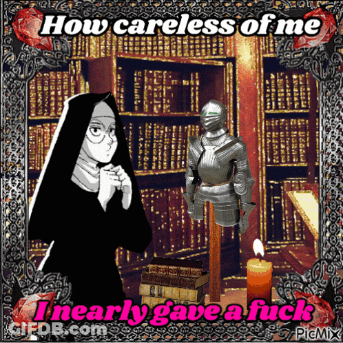 Nun And Knight With How Careless Of Me I Nearly Gave A Fuck GIF