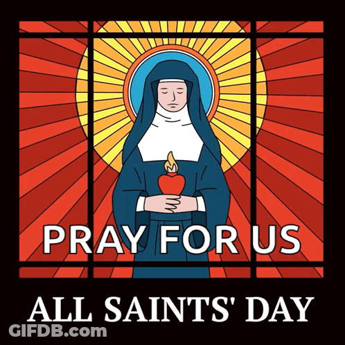 Nun Holding Heart And Candle All Saints Day GIF