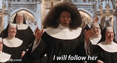 Nun Saying I Will Follow Her GIF