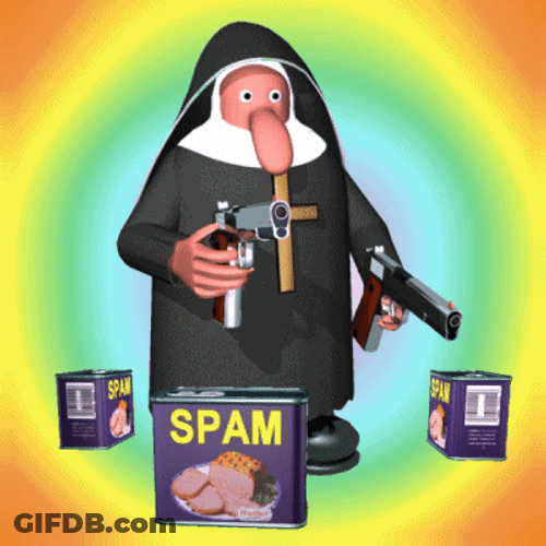 Nun With Guns And Spam GIF