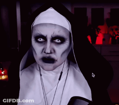 Nun With White Eyes And Black Lips GIF