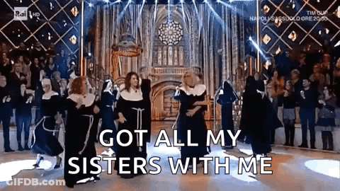 Nuns Dancing On Stage As Crowd Watches GIF