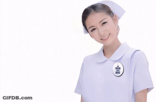 Nurse And Little Girl Wearing I'm Proud To Be A Doctor Badges GIF