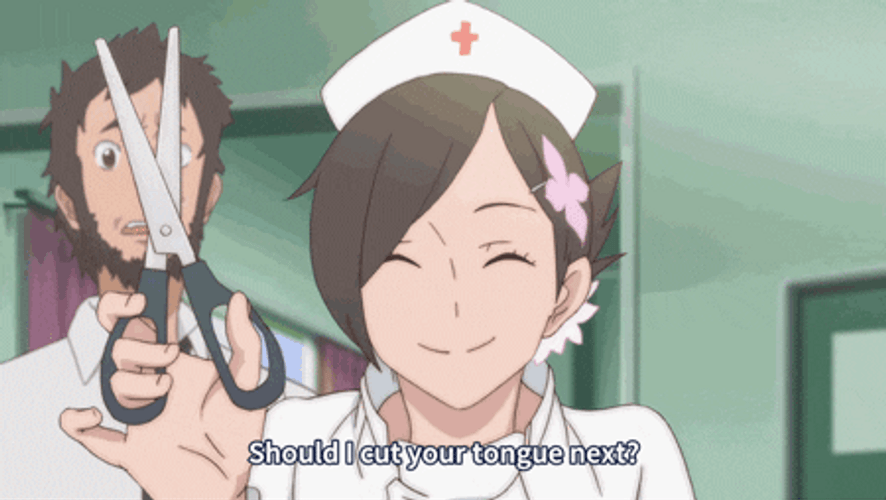 Nurse Anime Yuri Holding Scissor GIF