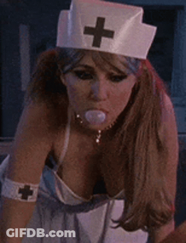 Nurse Blowing Bubble GIF