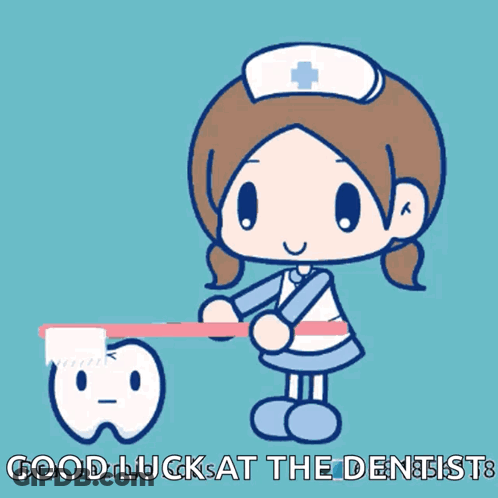 Nurse Brushing Tooth Good Luck At The Dentist GIF