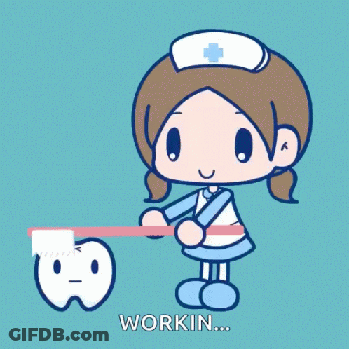 Nurse Brushing Tooth Saying Workin GIF