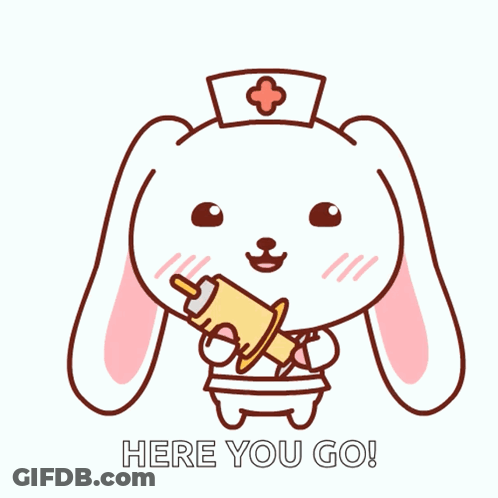 Nurse Bunny Holding Syringe Here You Go GIF