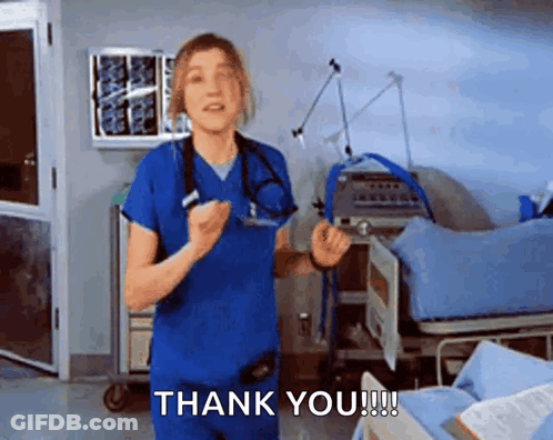 Nurse Dancing In Hospital Room Saying Thank You GIF