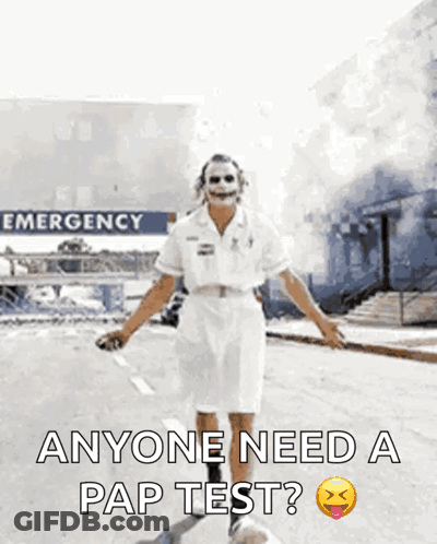 Nurse Joker In Front Of Emergency Sign GIF
