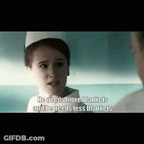 Nurse Telling Doctor Needs More And Less Blankets GIF