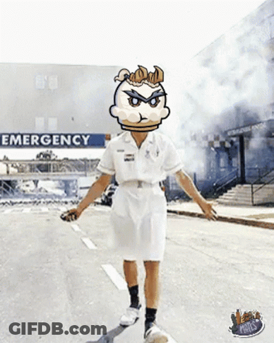 Nurse Walking In Front Of Emergency Sign GIF