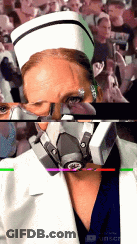 Nurse Wearing Gas Mask And White Hat GIF