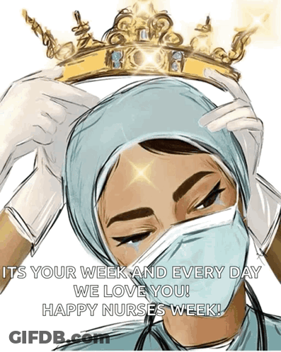 Nurse Wearing Mask And Crown Happy Nurses Week GIF