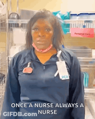 Nurse Wearing Mask And Name Tag GIF
