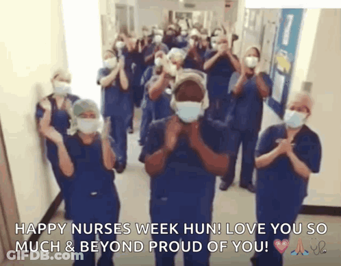 Nurses Clapping In Masks And Scrubs GIF