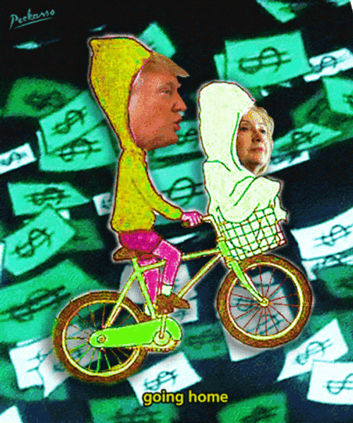 Nwo Donald Trump Hillary Clinton Bike Meme GIF