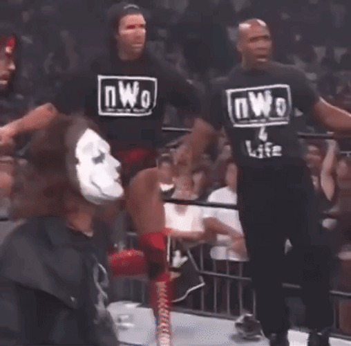 Nwo Machoman Revealing Mask Wrestling GIF