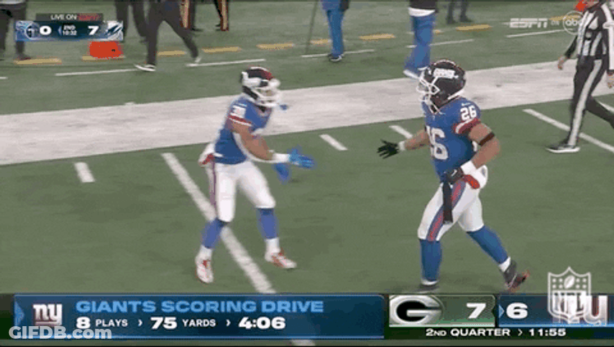 Ny Giants Saquon Barkley Low Five With Teammate GIF