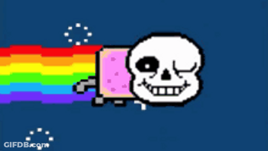 Nyan Cat With Smiling Skull Head GIF