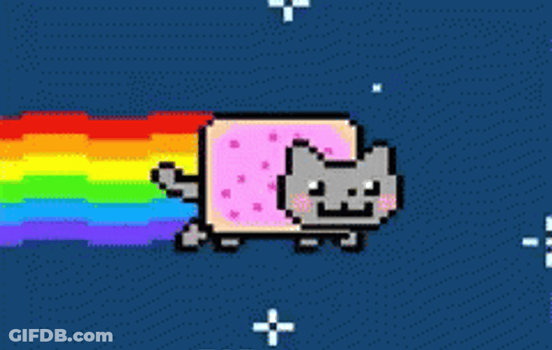 Nyan Cute Cat Animated Rainbow Night GIF