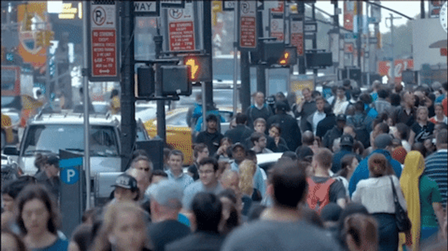 NYC Busy Sidewalk Crowd GIF