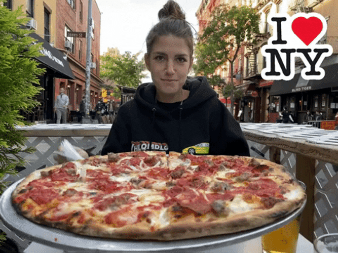 NYC Pizza Eat Outside GIF