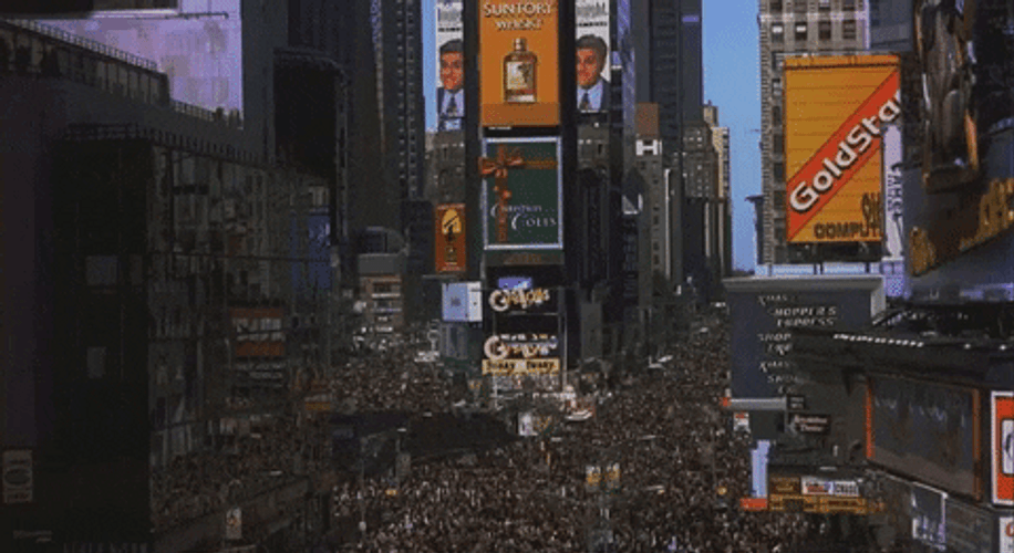 NYC Times Square Crowd 90S GIF