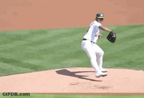 Oakland Athletics Pitcher About To Throw Pitch GIF
